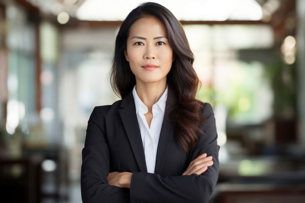 Cambodian businesswoman standing adult contemplation. AI generated Image by rawpixel.
