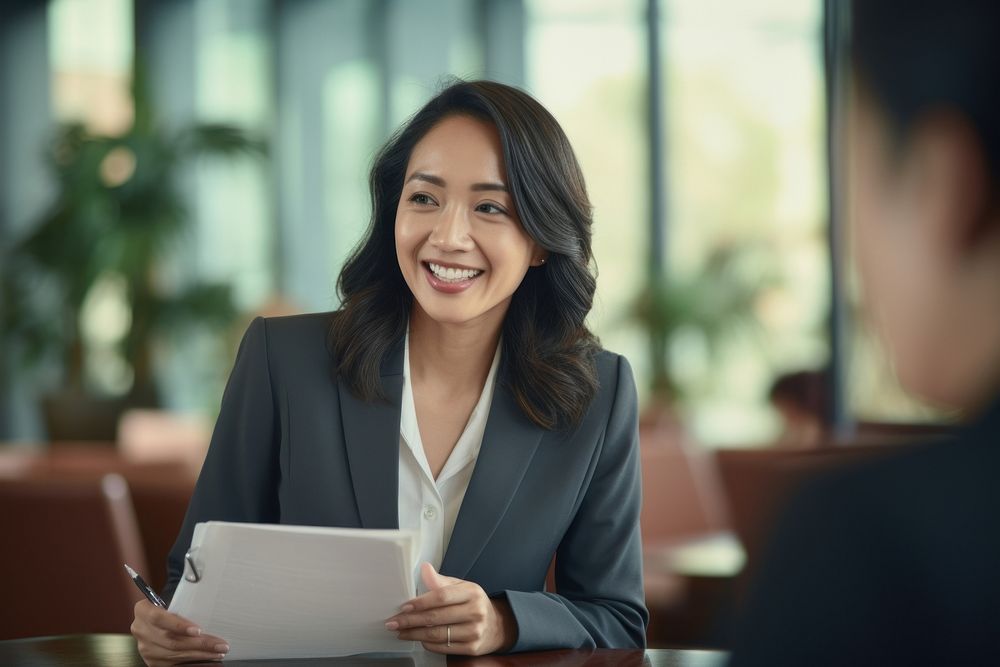 Filipino businesswoman office adult smile. AI generated Image by rawpixel.
