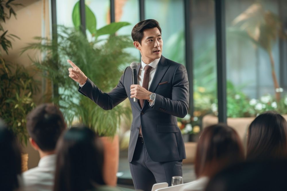 Thai businessman speech adult discussion. AI generated Image by rawpixel.