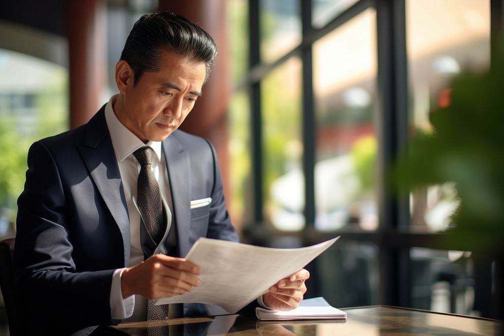 Vietnamese businessman document looking adult. AI generated Image by rawpixel.
