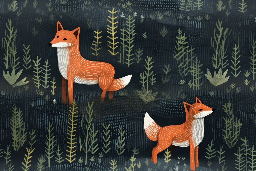 Fox pattern animal mammal art. AI generated Image by rawpixel.