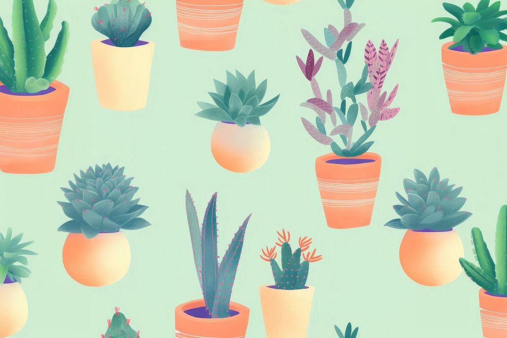 Succulent plants pattern backgrounds houseplant terracotta. AI generated Image by rawpixel.