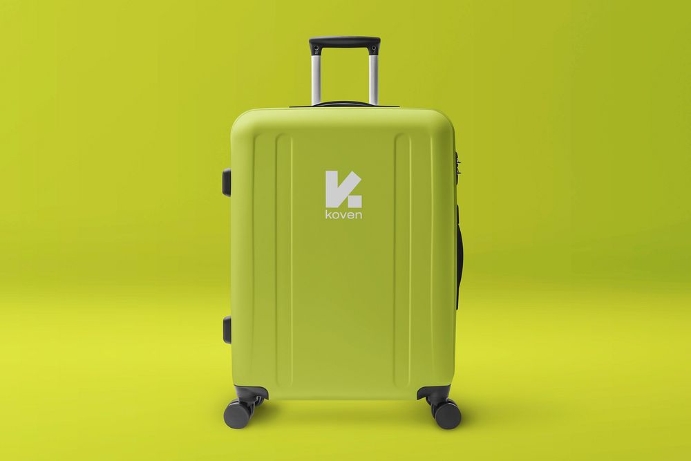 Green luggage mockup psd
