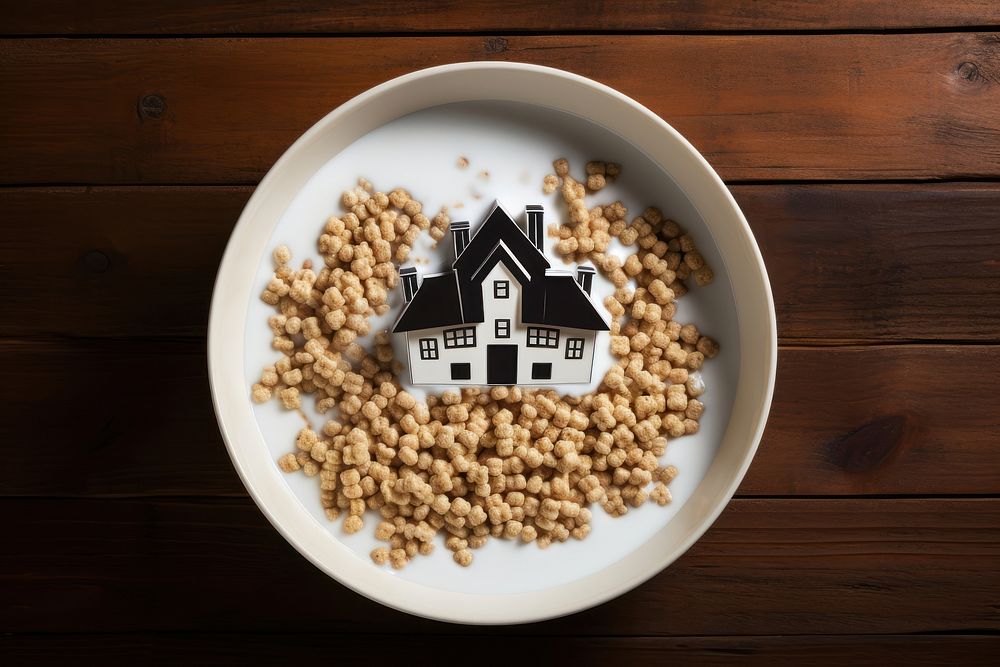 House shape cereal bowl plate food. AI generated Image by rawpixel.