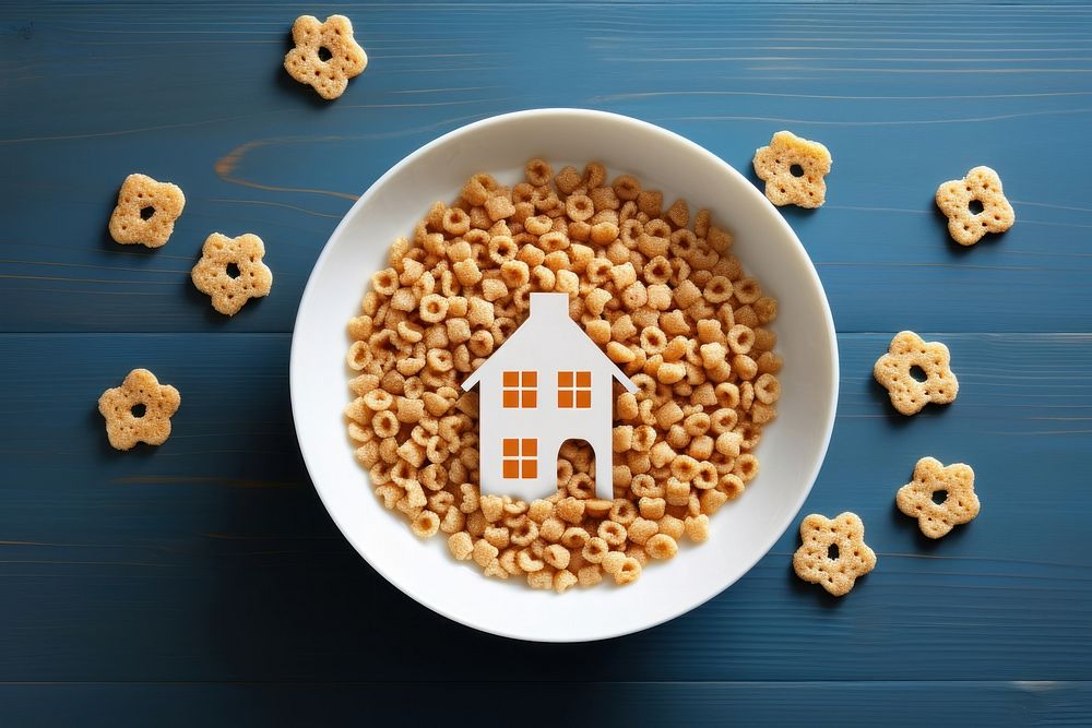 House shape cereal bowl food breakfast. AI generated Image by rawpixel.