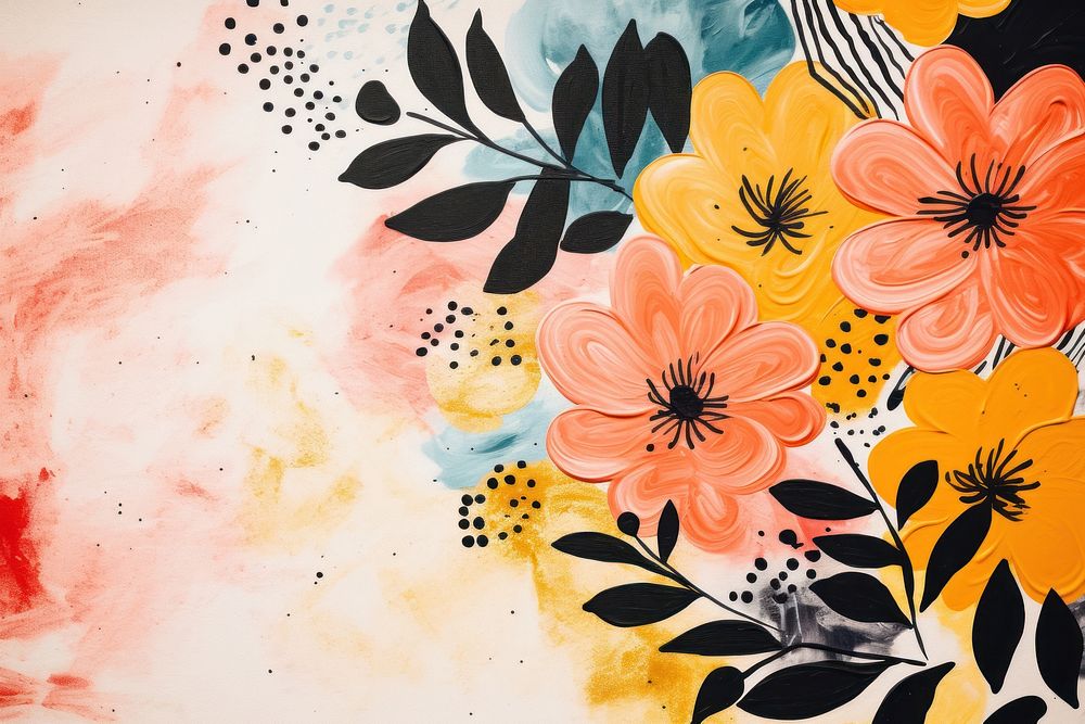 Memphis flowers backgrounds abstract painting. AI generated Image by rawpixel.