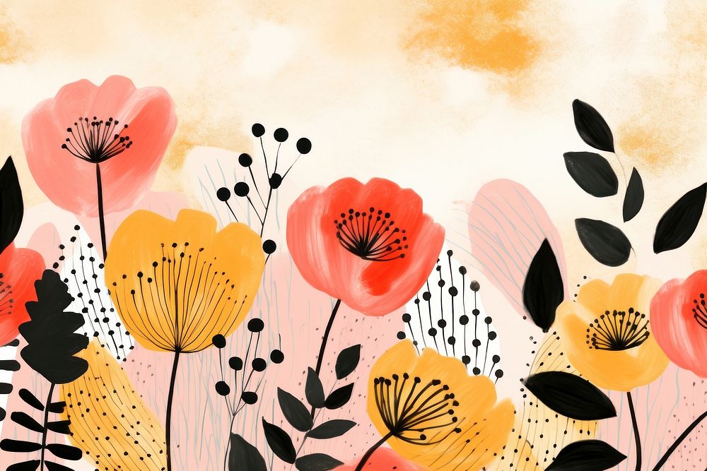Cute flowers backgrounds painting pattern. AI generated Image by rawpixel.