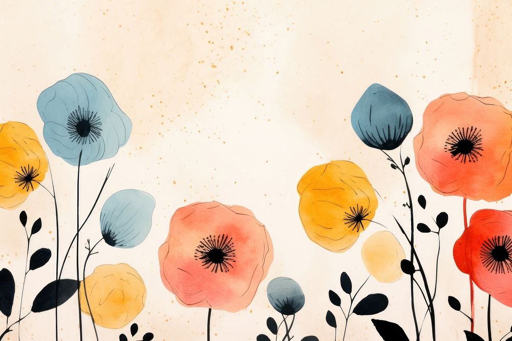 Cute flowers backgrounds painting plant. AI generated Image by rawpixel.