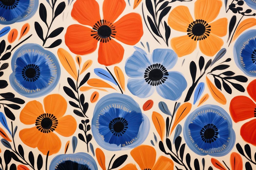 Pattern backgrounds flower blue. AI generated Image by rawpixel.