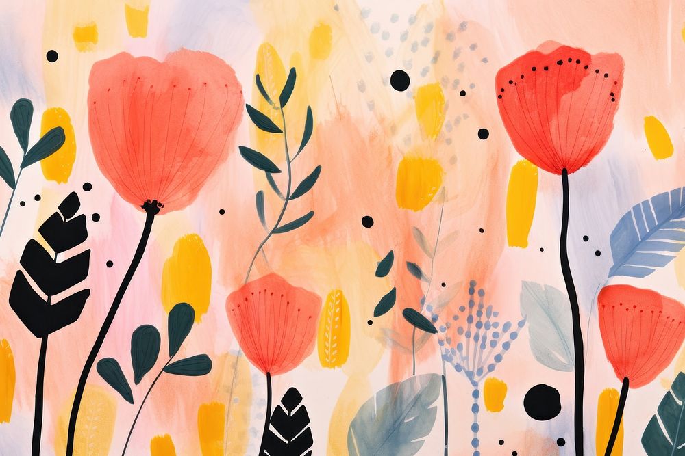 Spring flowers backgrounds painting plant. AI generated Image by rawpixel.