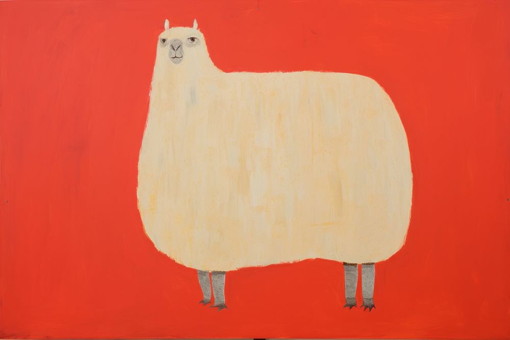 Alpaka livestock painting animal. AI generated Image by rawpixel.