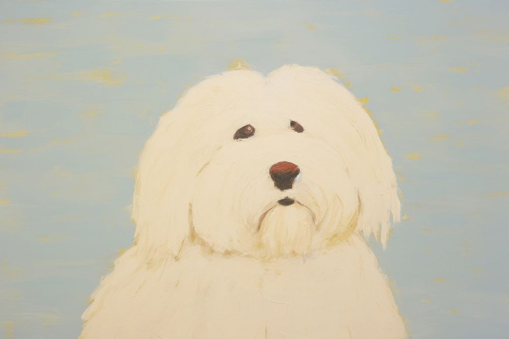 Coton De Tulear painting animal mammal. AI generated Image by rawpixel.