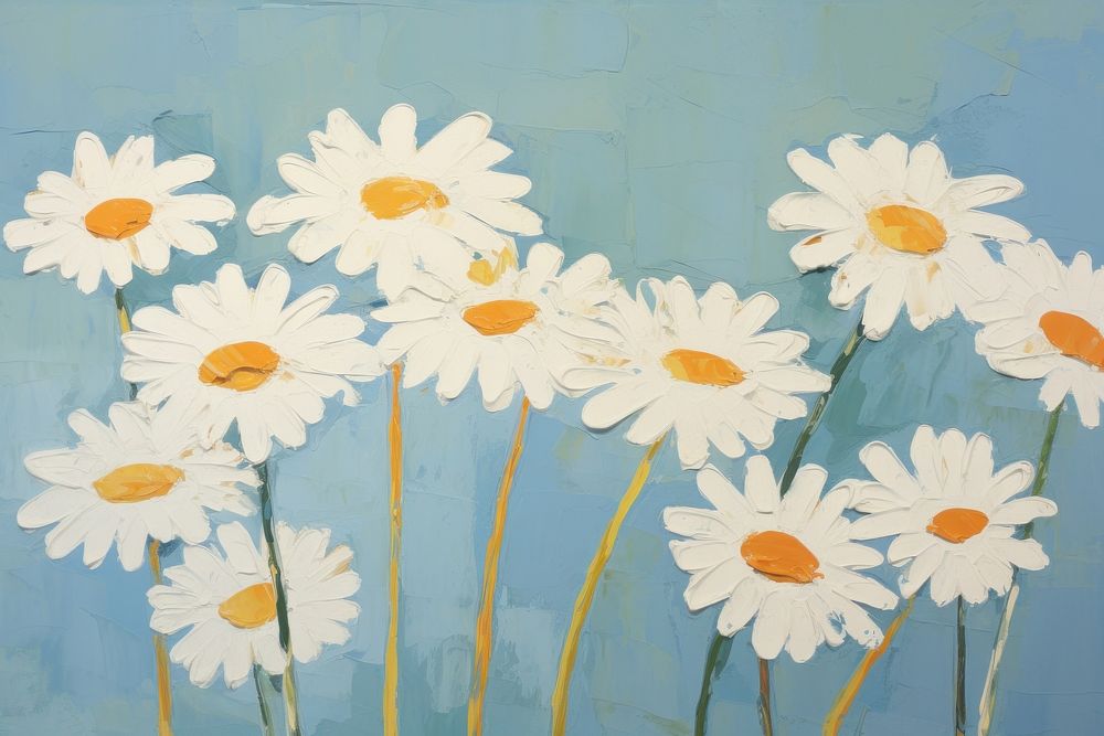 Daisies backgrounds painting flower. AI generated Image by rawpixel.