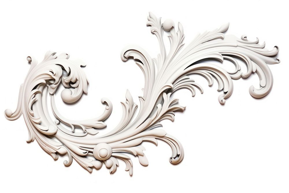 Baroque pattern white white background. AI generated Image by rawpixel.