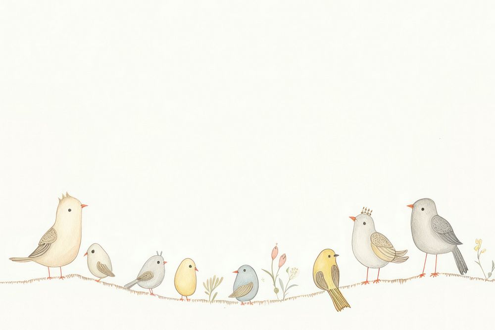 Cute birds drawing animal sketch. AI generated Image by rawpixel.