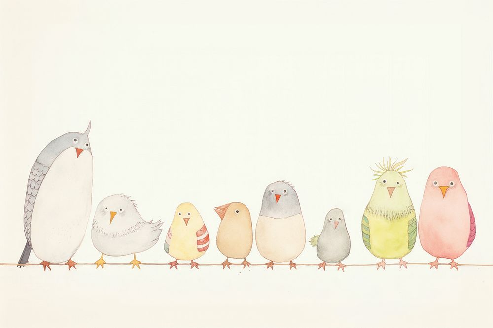 Cute birds drawing animal sketch. AI generated Image by rawpixel.