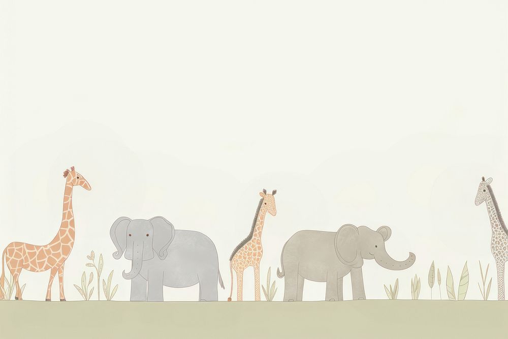Safari animals wildlife elephant giraffe. AI generated Image by rawpixel.