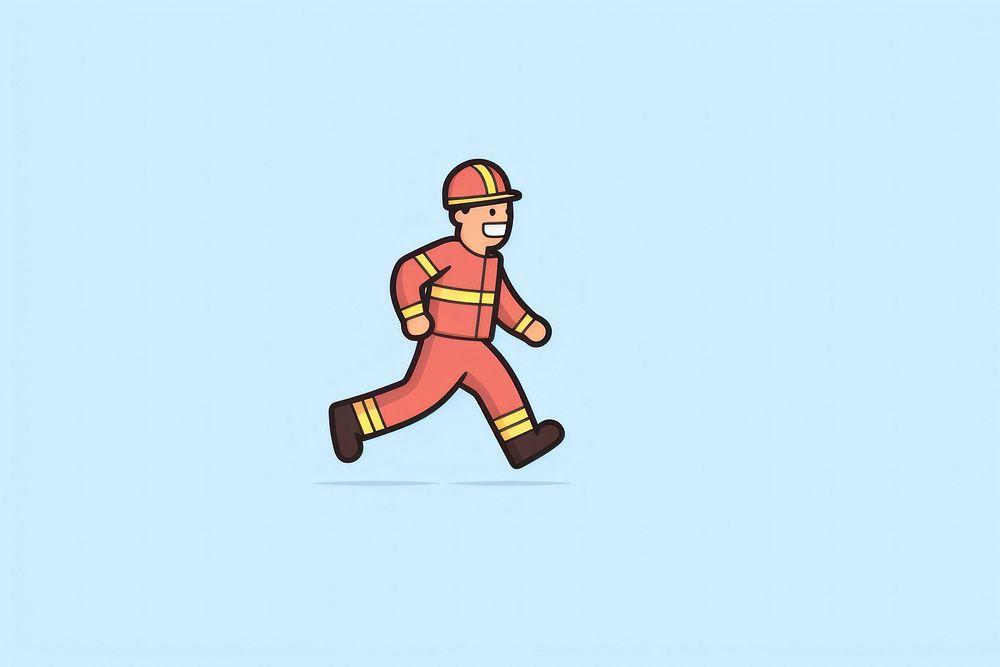 Firefighter running cartoon helmet line. AI generated Image by rawpixel.