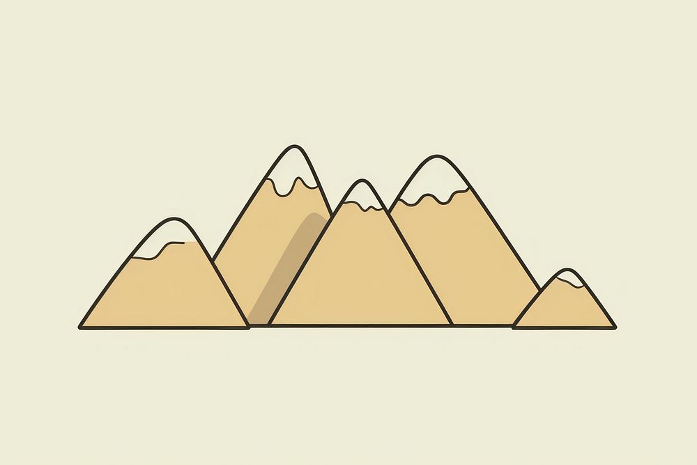 Cartoon flat illustrations of mini round Mountain mountain line tranquility. AI generated Image by rawpixel.