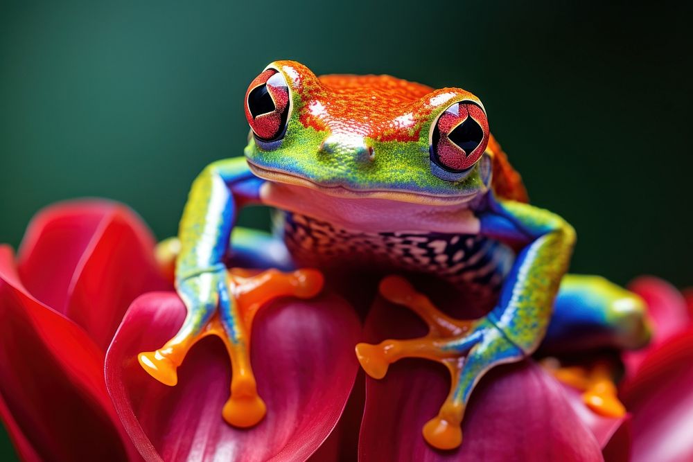 Tropial colorful frog amphibian wildlife reptile. AI generated Image by rawpixel.