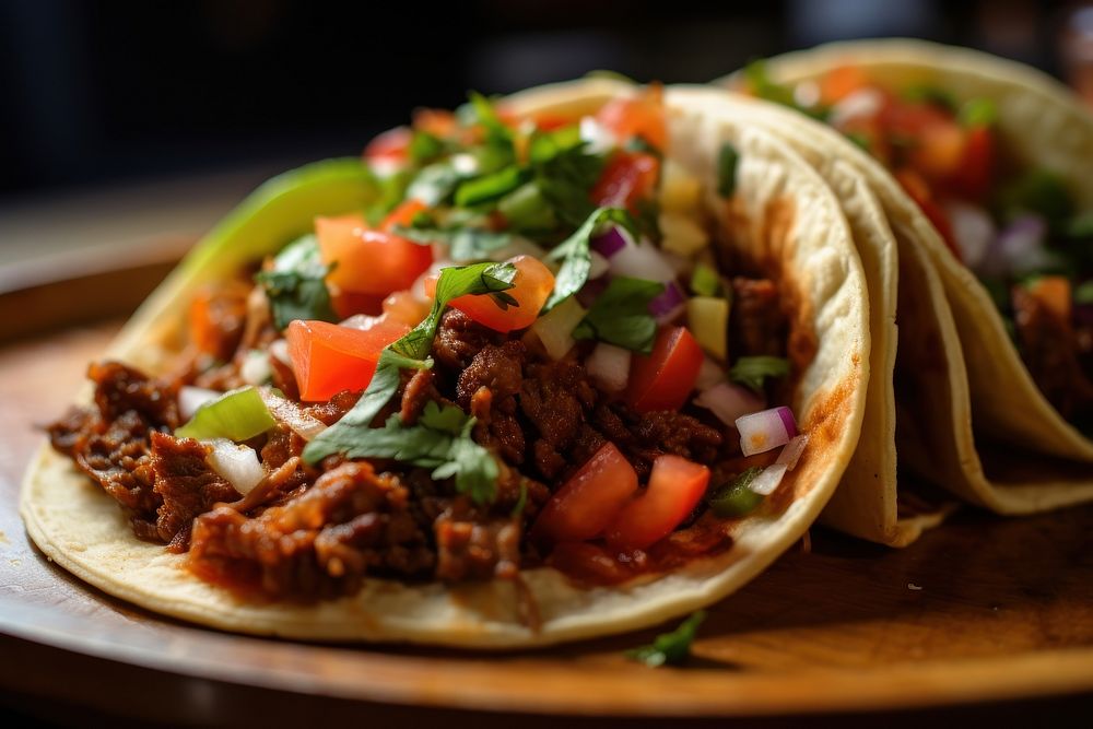 Beef taco food vegetable flatbread. AI generated Image by rawpixel.