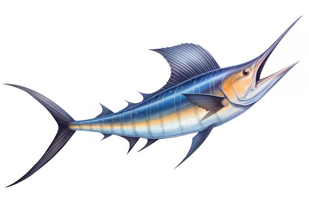 Marlin fish animal shark white background. AI generated Image by rawpixel.