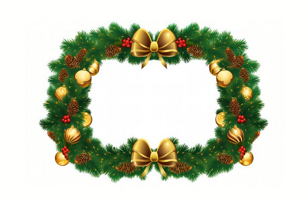 Christmas tree wreath white background illuminated. AI generated Image by rawpixel.