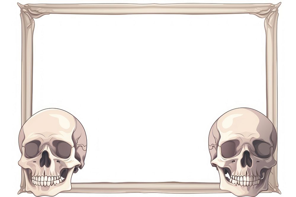Skull cartoon frame white background. AI generated Image by rawpixel.