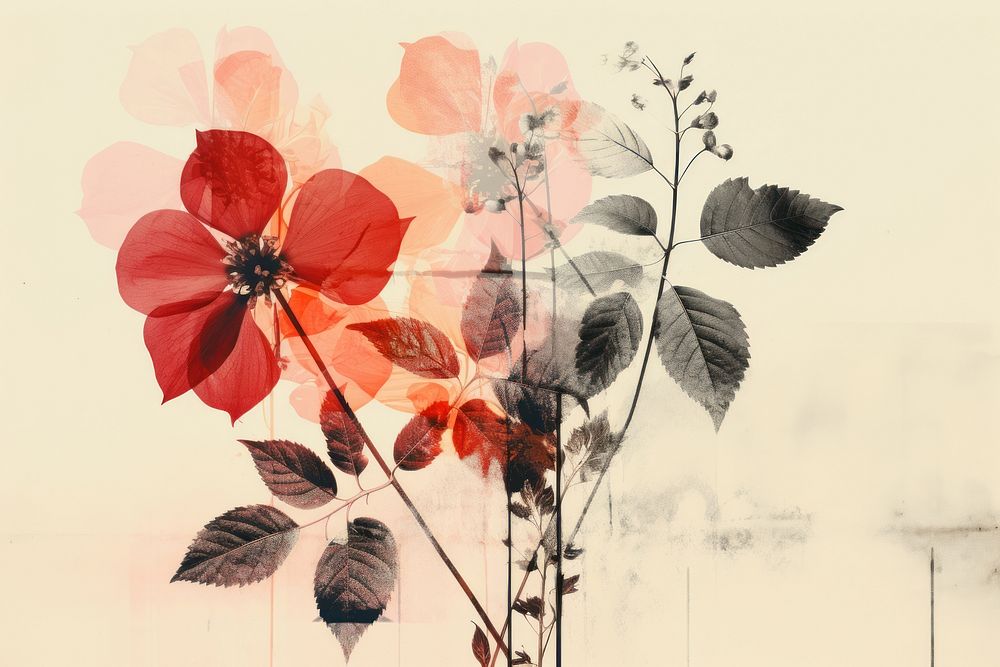 Botanical art graphics flower. AI generated Image by rawpixel.