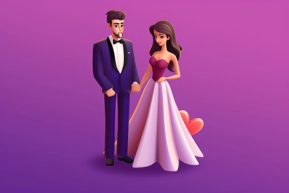 Man and woman in prom night outfit cartoon adult doll. AI generated Image by rawpixel.