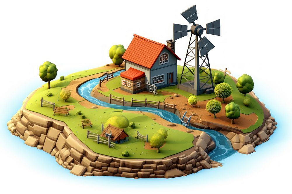 Farmland architecture outdoors cartoon. AI generated Image by rawpixel.