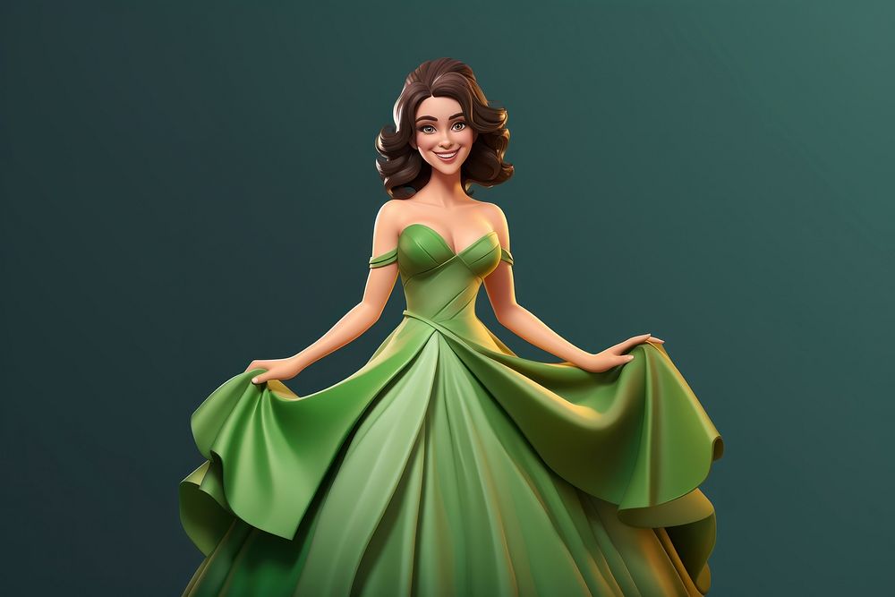 Happy woman in prom dress cartoon fashion adult. AI generated Image by rawpixel.