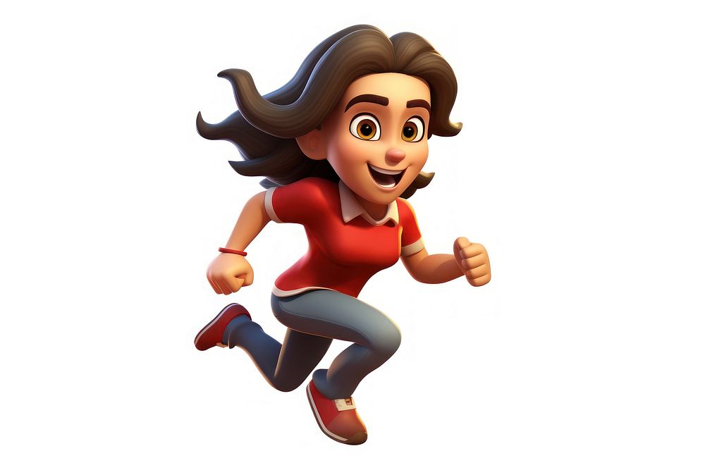Woman running cartoon white background determination. AI generated Image by rawpixel.