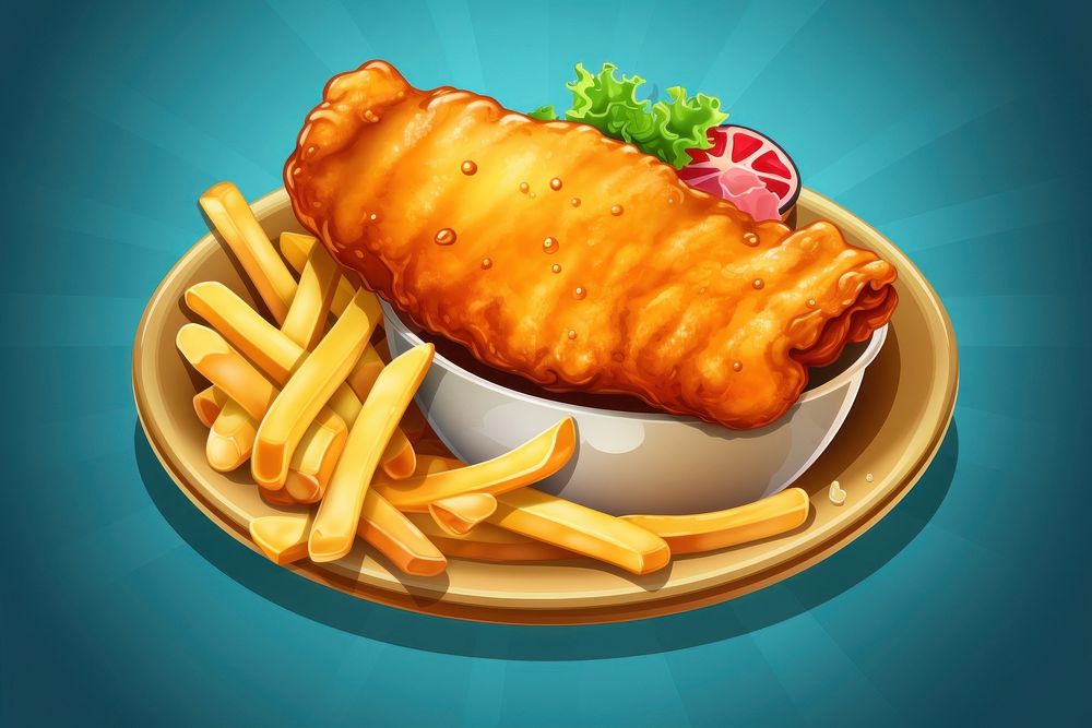 Fish and chips food condiment freshness. AI generated Image by rawpixel.