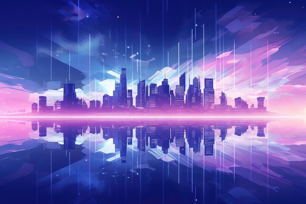 Cityscape purple light outdoors. AI generated Image by rawpixel.