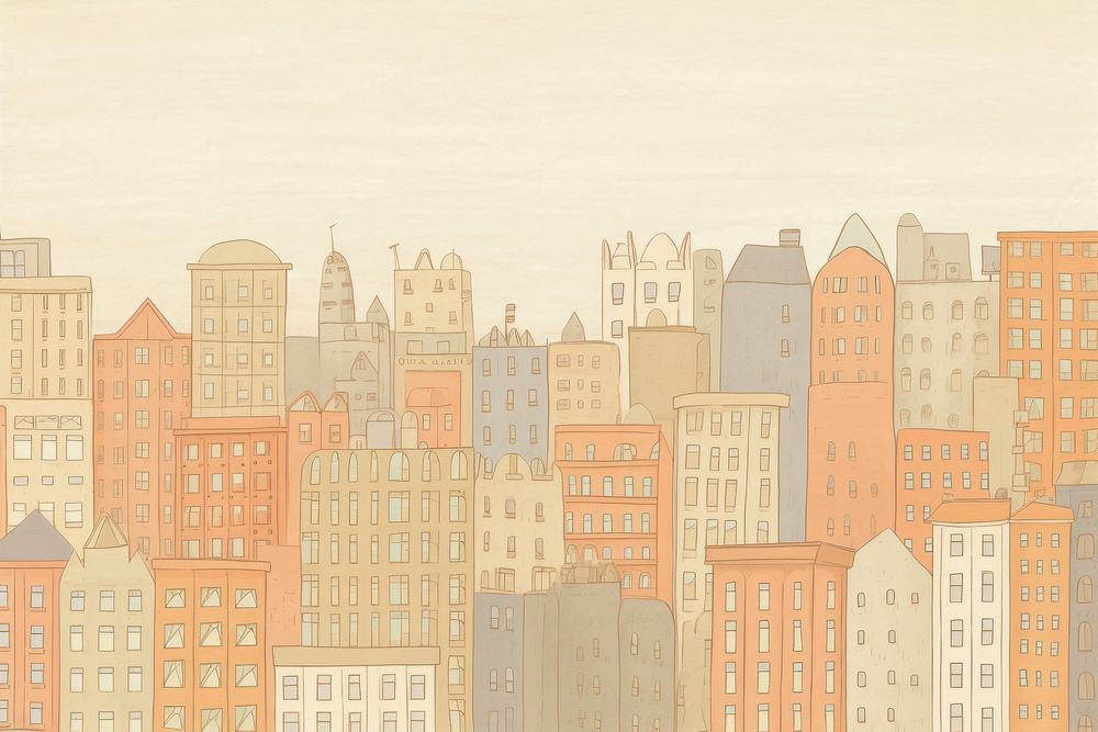 City background drawing backgrounds painting. AI generated Image by rawpixel.
