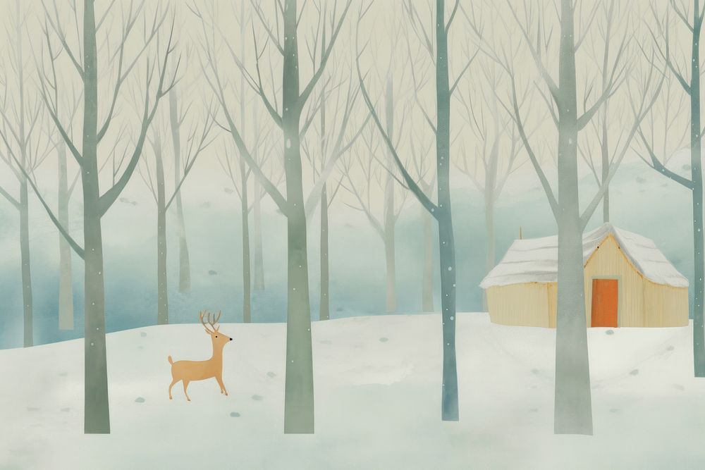 Winter background outdoors painting nature. AI generated Image by rawpixel.