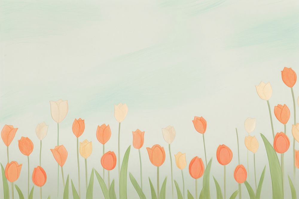 Tulip background painting backgrounds outdoors. AI generated Image by rawpixel.