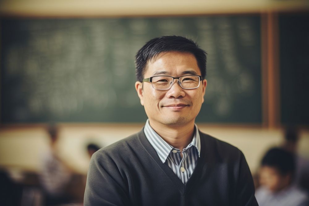 Asian math teacher education classroom portrait. AI generated Image by rawpixel.