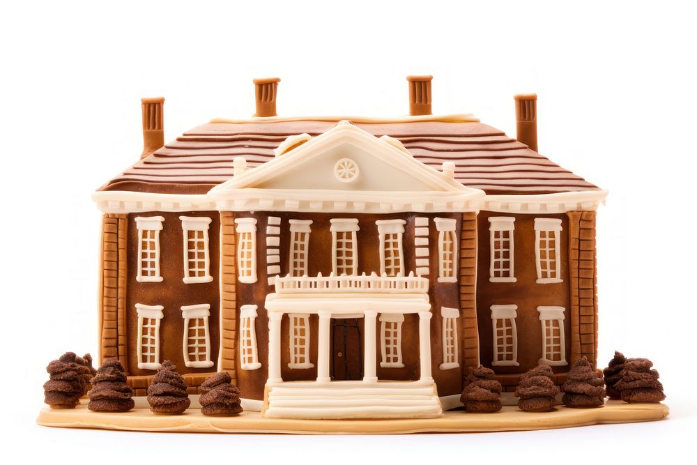Colonial house white background confectionery architecture. AI generated Image by rawpixel.
