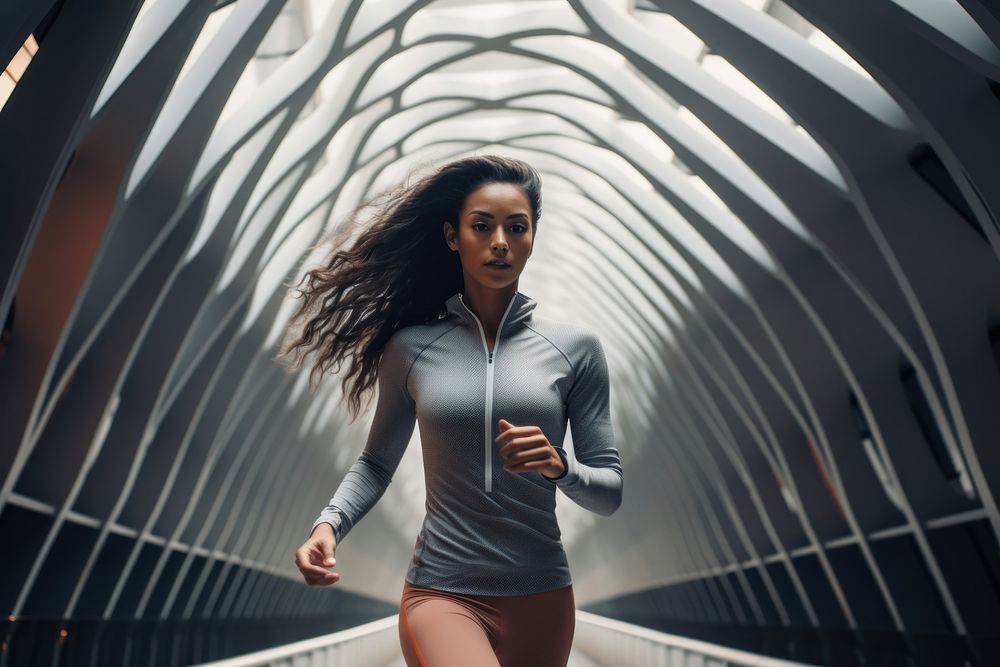 Female wearing workout outfit running architecture jogging. AI generated Image by rawpixel.