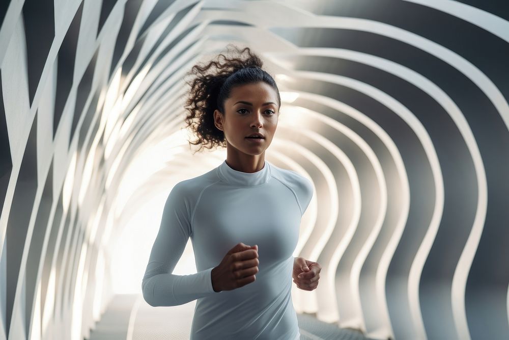 Female wearing workout outfit running jogging adult. AI generated Image by rawpixel.