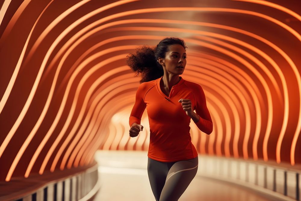 Female wearing workout outfit running architecture jogging. AI generated Image by rawpixel.