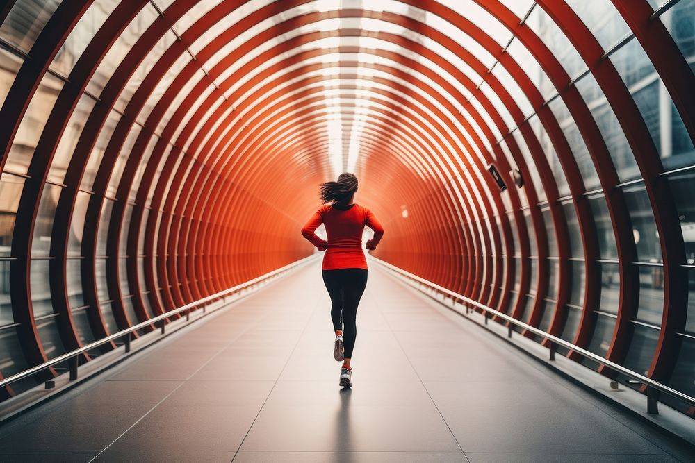 Running tunnel architecture jogging. AI generated Image by rawpixel.