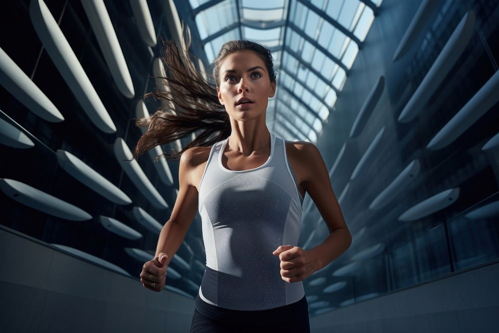 Running architecture jogging female. AI generated Image by rawpixel.