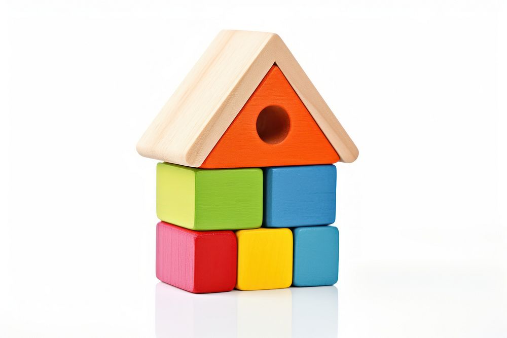 House wooden block toy house white background. AI generated Image by rawpixel.