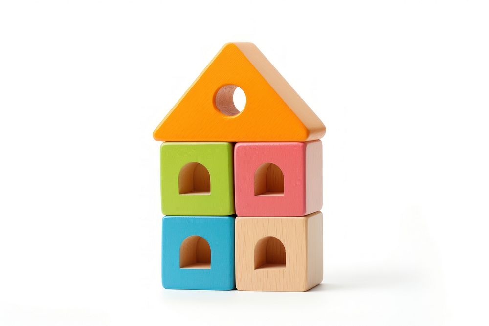 House wooden block toy house white background. AI generated Image by rawpixel.