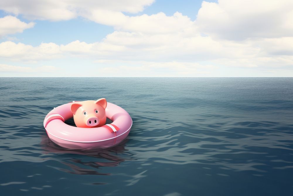 Piggy bank inflatable floating swimming. 