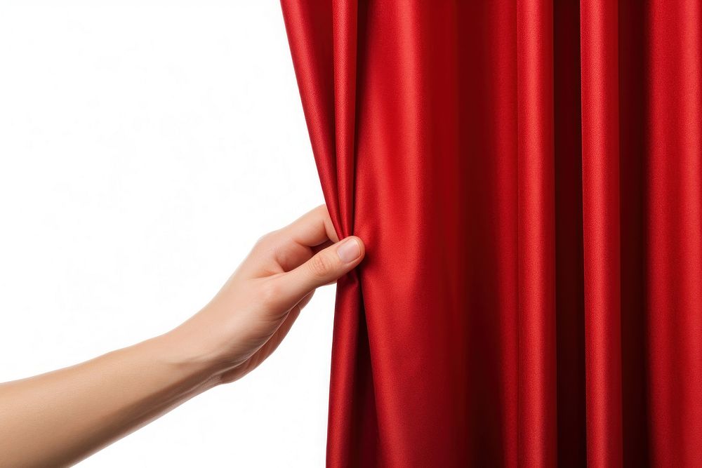 Opening the red curtain hand elegance textile. AI generated Image by rawpixel.