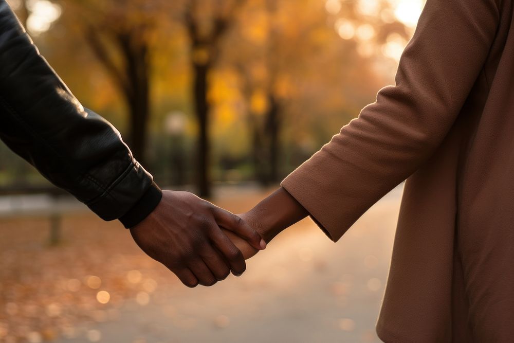 Black couple hand holding hands walking adult togetherness. AI generated Image by rawpixel.